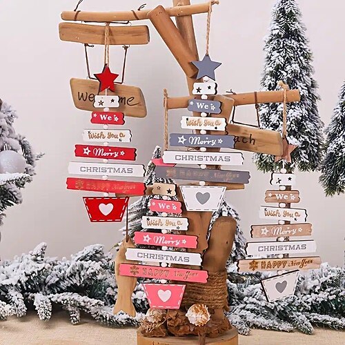 

Christmas Colorful Wooden Letter Christmas Tree Hanging