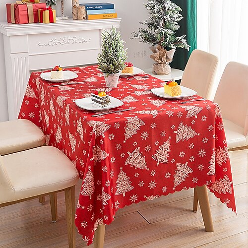 

Rechteckige Tischdecke für Weihnachten, waschbar, wasserabweisend, Mikrofaser-Tischdecke, dekorative Tischdecke für Bankett, Party, Küche, Esszimmer