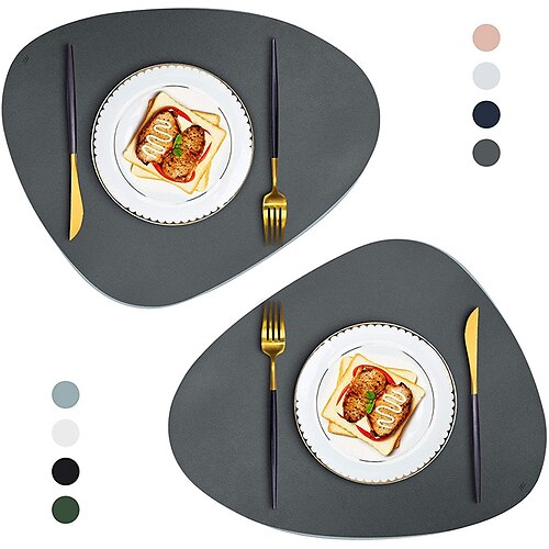 

Faux Leather Heat Resistant Placemats for Dining Table, Waterproof Wipeable Washable PU Table Mats, Easy to Clean Anti-Slip Place Mats