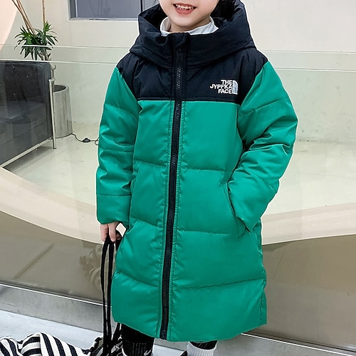 

Kids Girls' Down Coat Solid Color Active School Coat Outerwear 3-12 Years Winter Green Black Blue / Fall