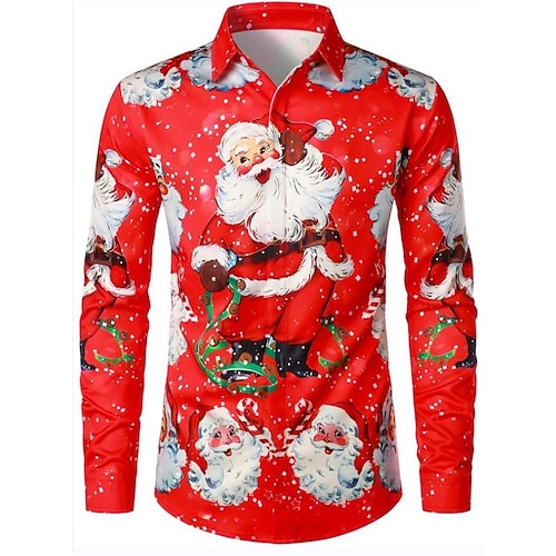 white christmas dresses Men's Christmas Funny Outfit Themed Top Vacation Button Down Long Slee –  Atlanl main image 0