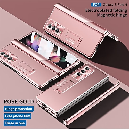 

Phone Case For Samsung Galaxy Full Body Case Magnetic Adsorption Z Fold 4 Z Fold 3 and Screen Protector Full Body Protective Camera Lens Protector Transparent PC Metal