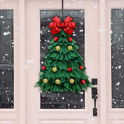 

Christmas Tree Decoration Christmas Tree Wreath Handmade Simulation Christmas Wreath Window Props Arrangement Door Hanging Decorations