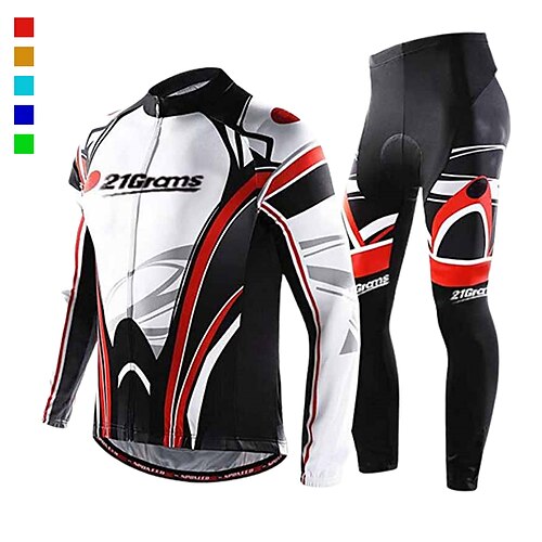 

21Grams Men's Cycling Jersey with Tights Long Sleeve Mountain Bike MTB Road Bike Cycling Green Sky Blue Blue Graphic Bike Clothing Suit UV Resistant Breathable Anatomic Design Quick Dry Moisture