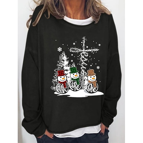 

Women's Sweatshirt Basic Gray Graphic Casual Round Neck Long Sleeve