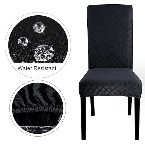 

4 Pcs WaterProof Stretch Spandex Dining Chair Cover, Stretch Chair Cover, Chair Protector Cover Seat Slipcover with Elastic Band for Dining Room,Wedding, Ceremony, Banquet,Home Decor
