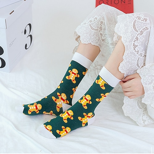 

Women's 1 Pair Socks Slipper Socks Warm Fashion Comfort Cotton Christmas Christmas Daily Indoor Warm Winter Fall Green Yellow Wine