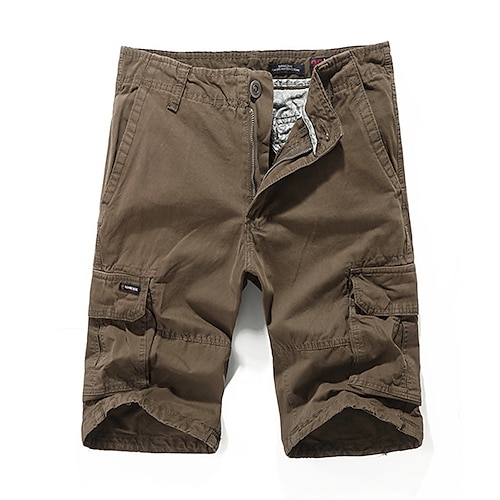 

Men's Cargo Shorts Shorts Zipper Multi Pocket Solid Color Daily Holiday 100% Cotton Streetwear Stylish ArmyGreen Khaki Inelastic