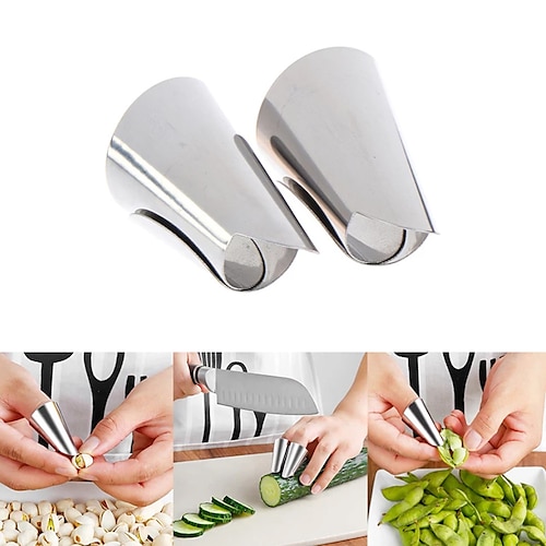

Stainless Steel Finger Protector Fruit Beans Garlic Peeler Vegetable Nuts Peeling Finger Guard Kitchen Cutting Tools