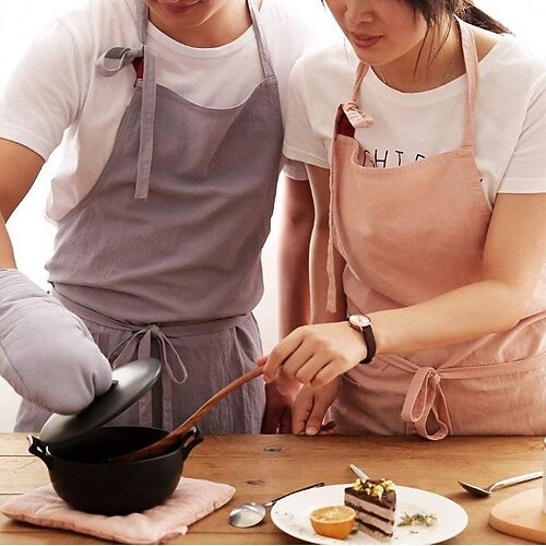 

cotton and linen simple adult apron housework cleaning restaurant flower shop art work apron thin long summer apron