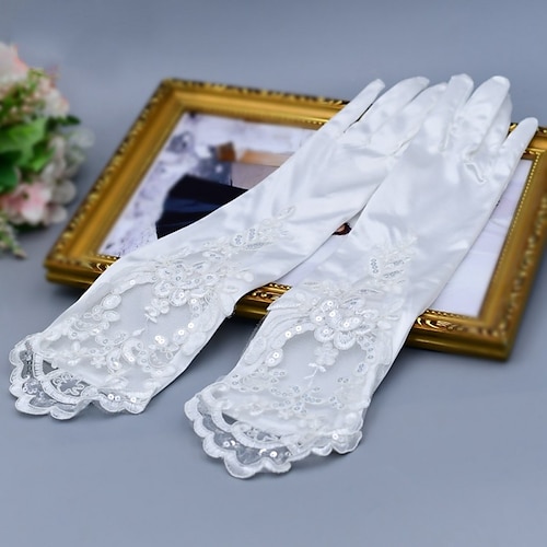 

Lace / Satin Elbow Length Glove Vintage Style / Lace With Appliques Wedding / Party Glove