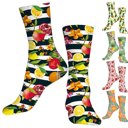 

Men's Women's Socks Compression Socks Cycling Socks Funny Socks Novelty Socks Bike / Cycling Breathable Anatomic Design Wearable 1 Pair Fruit Cotton Black White Rosy Pink S M L