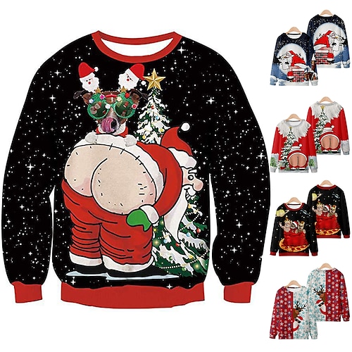 

Santa Claus Ugly Christmas Sweater / Sweatshirt Men's Women's Unisex Couple's Christmas Christmas Christmas Eve Adults' Party Christmas Polyester Top