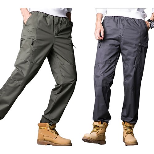 

Men's Cargo Pants Hiking Pants Trousers Work Pants Winter Outdoor Windproof Breathable Lightweight Sweat wicking Pants / Trousers ArmyGreen Light Grey Cotton Hunting Ski / Snowboard Fishing L XL 2XL
