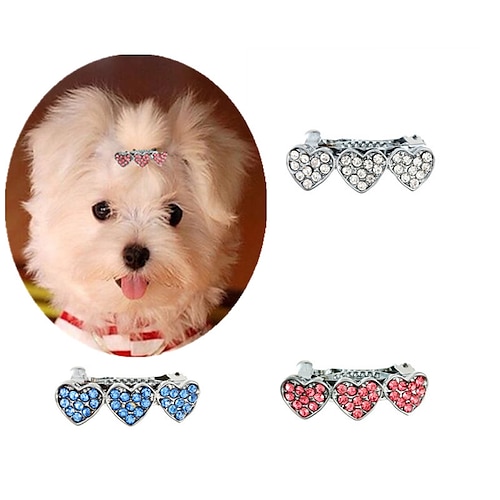 

2 Pcs Rhinestone Alloy Peach Heart Hair Clip For Children And Girls Hair Accessories Pet Accessories