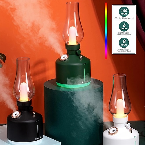 

New night light air humidifier wireless charging aromatherapist Retro must-have flashlight LED kerosene lamp humidifier