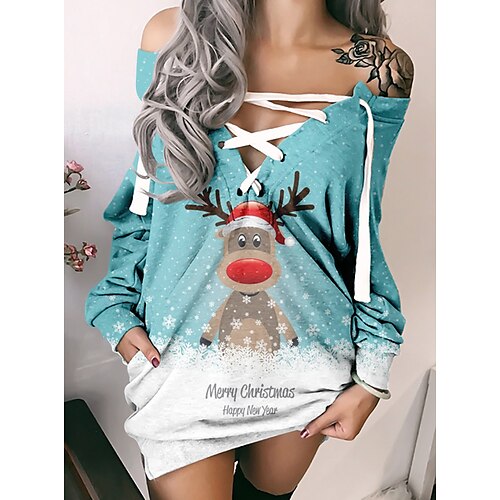 

Reindeer Masquerade Women's Christmas Christmas Carnival Masquerade Adults' Christmas Vacation Polyester Top