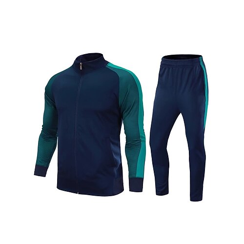 

Men's Tracksuit Sweatsuit 2 Piece Full Zip Athletic Winter Long Sleeve Breathable Quick Dry Moisture Wicking Fitness Running Jogging Sportswear Activewear Color Block Black Green Sky Blue