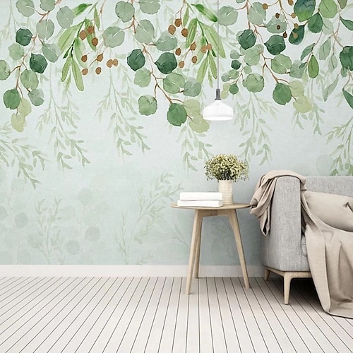 

Botanical Wallpaper Mural Green Leaves Wall Covering Sticker Peel and Stick Removable PVC/Vinyl Material Self Adhesive/Adhesive Required Wall Decor for Living Room Kitchen Bathroom