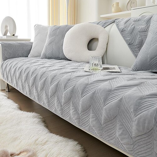 

Seat Cushion Cover Solid Color / Geometric Jacquard Velvet Slipcovers