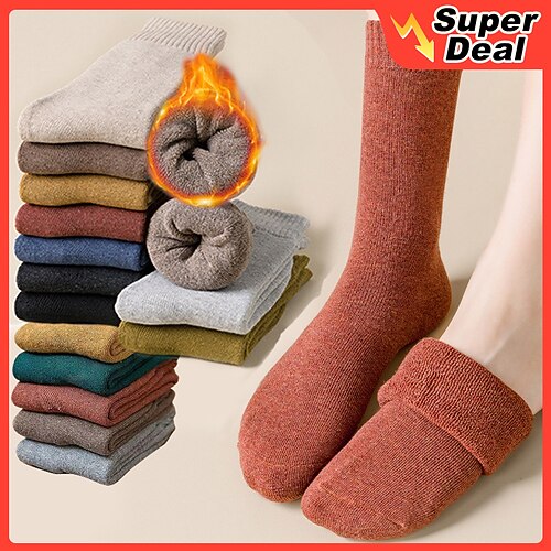 

5 Pairs Warm Socks - Winter Warm Socks for Women/Men, Super Soft Crew Boot Unisex Socks, Thick Knit Cozy Socks Gifts