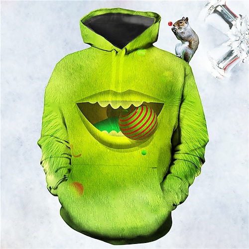 

Men's Pullover Hoodie Sweatshirt Red green Green Black Blue Red Hooded Santa Claus Graphic Prints Ugly Christmas Print Daily Sports 3D Print Basic Streetwear Designer Spring Fall Clothing Apparel