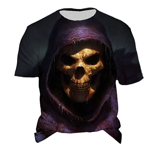 

Men's T shirt Tee Skull Graphic Prints Crew Neck Black Purple Brown White 3D Print Outdoor Street Short Sleeve Print Clothing Apparel Vintage Sports Designer Casual