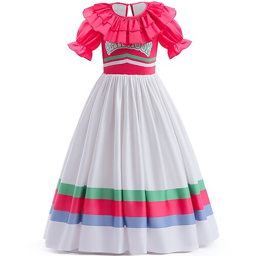 

Kids Girls' Dress Letter A Line Dress Asymmetrical Dress Outdoor Short Sleeve Active Dress 7-13 Years Spring Rose Red