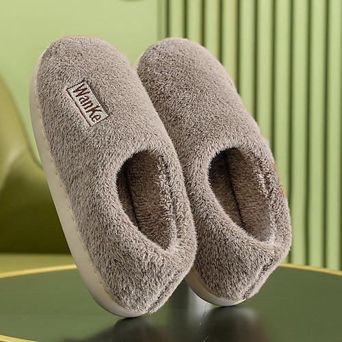 

Men's Slippers & Flip-Flops Warm Slippers Plush Slippers Casual Home Daily Plush Blue Coffee Winter