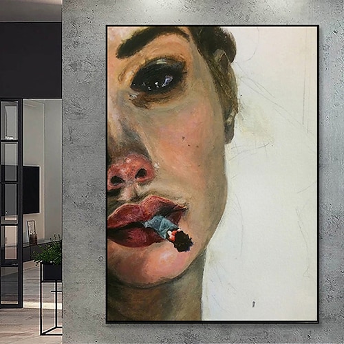 

Handmade Oil Painting Canvas Wall Art Decoration Modern Figure Portrait Smoking Girls for Home Decor Rolled Frameless Unstretched Painting