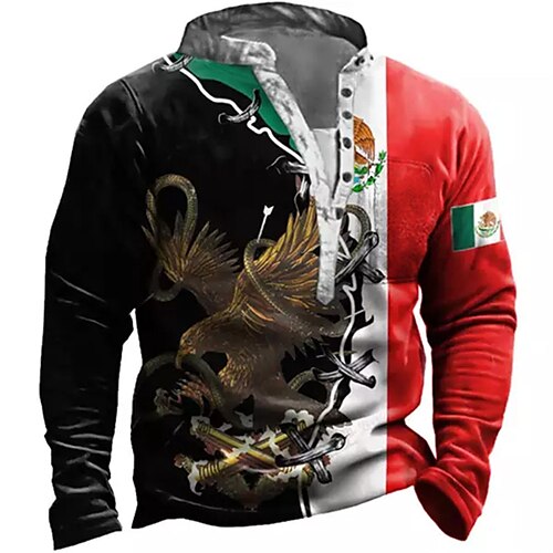 

Men's Sweatshirt Pullover Red Standing Collar Animal Color Block Graphic Prints Zipper Print Daily Sports Holiday 3D Print Basic Streetwear Designer Spring & Fall Clothing Apparel Hoodies