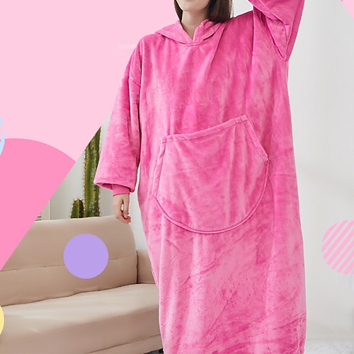 

Adults' Oversized Hoodie Blanket Wearable Blanket With Pocket Plain Onesie Pajamas Flannel Cosplay For Men's Women's Christmas Animal Sleepwear Cartoon Festival / Holiday Costumes