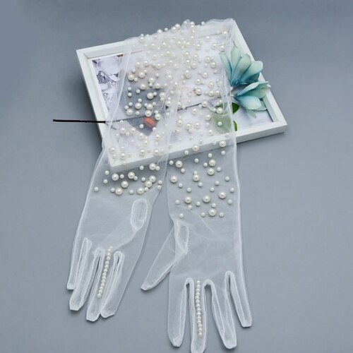 

Net Elbow Length Glove Classical / Elegant With Faux Pearl Wedding / Party Glove