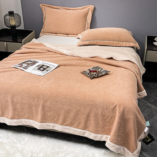 

Solid Color Thickened Warm Double Layer Lamb Cashmere Jacquard Blanket Office Nap Blanket Sofa Blanket