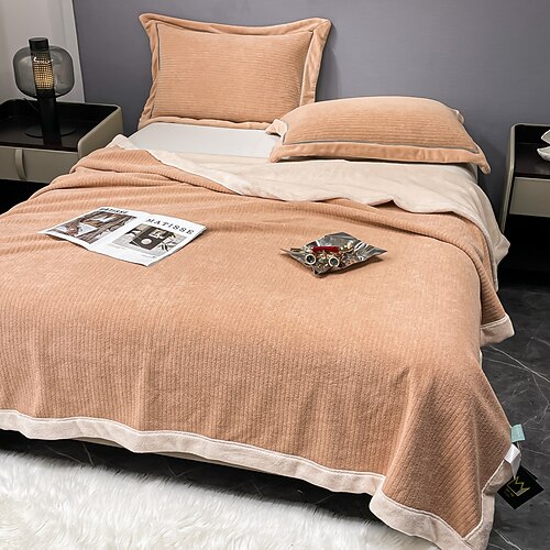 

Solid Color Thickened Warm Double Layer Lamb Cashmere Jacquard Blanket Office Nap Blanket Sofa Blanket