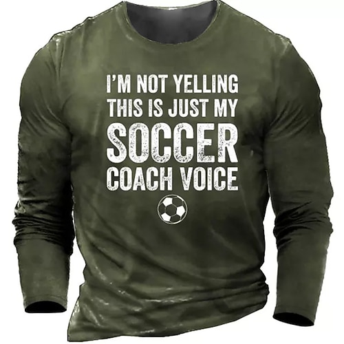 

Men's T shirt Tee Letter Graphic Prints Crew Neck Green Black Gray 3D Print Outdoor Street Long Sleeve Print Clothing Apparel Basic Sports Designer Casual