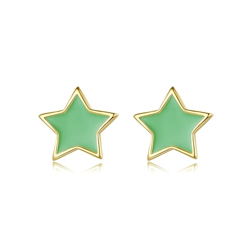 

Women's Stud Earrings Fine Jewelry Geometrical Star Stylish Simple S925 Sterling Silver Earrings Jewelry Green / Yellow For Party Gift 1 Pair