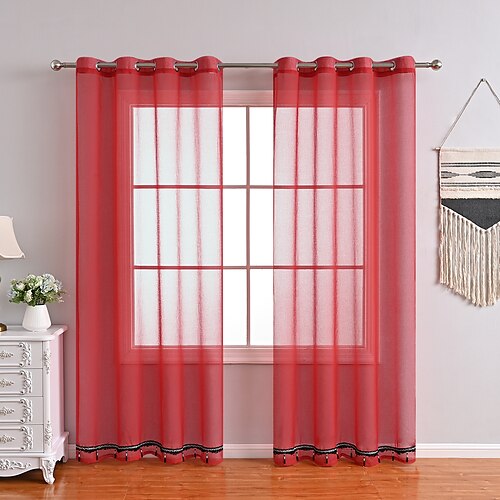 

Plain / Solid Sheer Curtains Shades Window Treatment Collection(Drapes&Sheer) Sheer Living Room Curtains