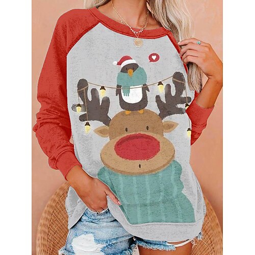 

Reindeer Penguin Masquerade Hoodie Women's Christmas Christmas Carnival Masquerade Adults' Christmas Vacation Polyester Top