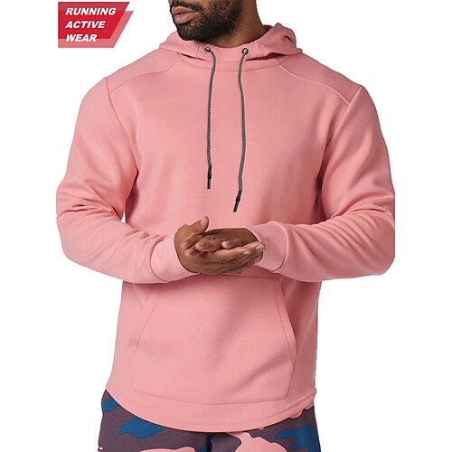 

Men's Hoodie Sweatshirt Patchwork Long Sleeve Top Athletic Athleisure Winter Thermal Warm Windproof Soft Running Jogging Training Sportswear Activewear Solid Colored Apricot Black Green