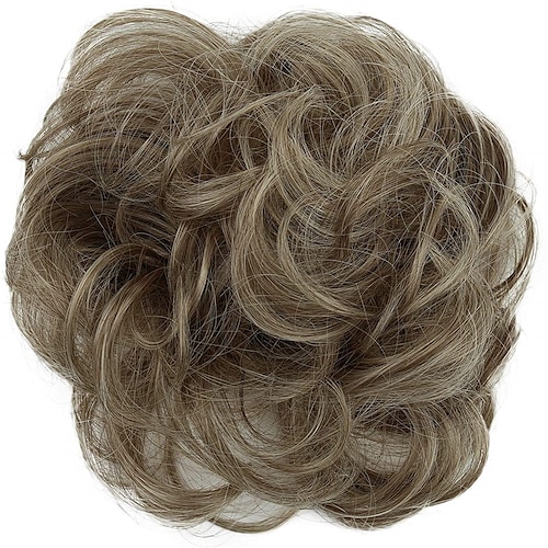 

Hairpiece Scrunchy Updo Bridal Hairstyle Voluminous Wavy Messy Bun Gray Blond Mix G21A