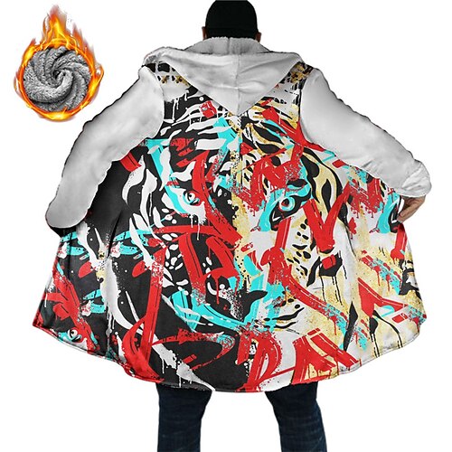 

Men's Coat Warm Sports & Outdoor Zipper Animal Tiger Hip-hop Graffiti 3D Printed Graphic Hoodie Fashion Jacket Outerwear Long Sleeve Zipper Fall & Winter