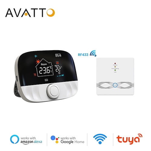 

AVATTO Tuya WiFi Wireless Thermostat RF433 Programmable Temperature Controller for Room Heating with Gas Boiler and Actuator