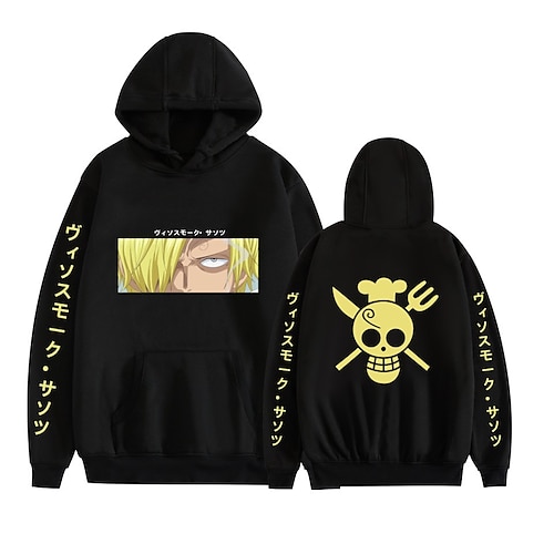 

One Piece Film: Rød Burukku Hattetrøje Tegneserie Manga Animé Lomme foran Graphic Hattetrøje Til Herre Dame Unisex Voksne Varmstempling 100% Polyester Fritid / hverdag