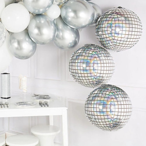 

50 Pcs Aluminum Balloon Color 22 Inch 4d Three-dimensional Aluminum Foil Ball Gradual Color Disco Balloon Birthday Party Decoration Is Just Round