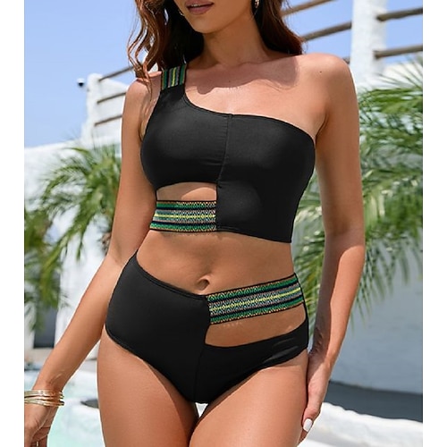 

Women's Swimwear Bikini 2 Piece Normal Swimsuit Slim Plain Multi Color Black Camisole Strap Bathing Suits New Vacation Fashion / Sexy