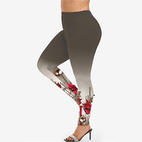 

Women's Plus Size Pants Trousers Leggings Print Leopard Bell Fashion Casual Christmas Daily High Full Length Winter Fall Black Gray XL XXL 3XL 4XL 5XL