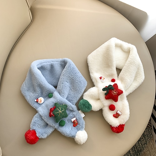 

2-5 Years Stars Children's Girls Boy Scarf Autumn and Winter Warm Baby Cartoon Kids Soft Scarf Christmas Decorate