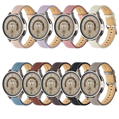 

1 pcs Smart Watch Band for Samsung Galaxy Watch 5 40/44MM Watch 5 Pro 45MM Watch 4 Classic 42/46mm Watch 4 40/44mm Watch 3 41mm Watch 42mm 20mm 22mm Genuine Leather Smartwatch Strap Adjustable