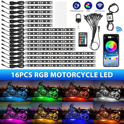 

16 in1car Atmosphere light led vehicle chassis light 5050RGB motorcycle light double remote control silicone LED light strip